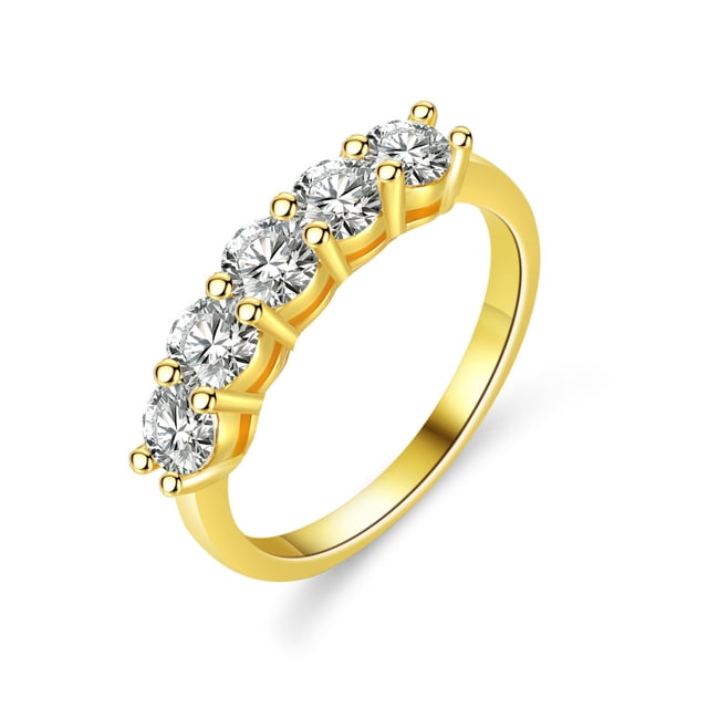 Anillo de plata S925 con moissanita, anillo de siete estrellas en fila, anillo femenino chapado en oro de 14 quilates Seiko