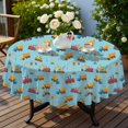 thumbnail image 4 of Excavator and Concrete Mixer Blue Round Tablecloth 60"x60", Wrinkle Resistant Wipeable Table Cover for Kitchen Dining Room Picnic Patio and Party, 4 of 6
