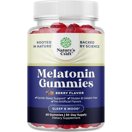 Natures Craft Melatonin Gummies, 5mg Natural Sleep Aid Gummies Supplement for Adults, 60 Count