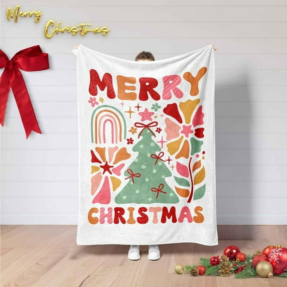 Merry Christmas Blanket, Trendy Holiday Throw, Winter Home Decor, Cozy Gift for Unisex