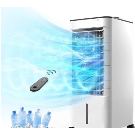 Windowless Portable Air Conditioner, 3-IN-1 Portable AC Unit with Remote, 12H Timer & 1.16 Gal Tank, 3 Modes 3 Speeds, Ductless Swamp Cooler with Oscillation, Evaporative Air Cooler for Home Office