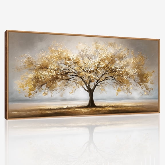 TOARTi Tree of Life Wall Art Gold Leaves Framed Nature Aesthetics Canvas Painting For Living Room Bedroom Office Decor 20x40 Inch