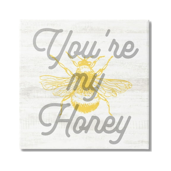 Stupell Industries My Honey Country Phrase Animals & Insects Painting Gallery Wrapped Canvas Print Wall Art, 17 x 17