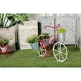 thumbnail image 2 of DecMode 31" x 15" x 23" Red Metal Bike Plantstand with Basket and Saddle Bag Planters, 2 of 8