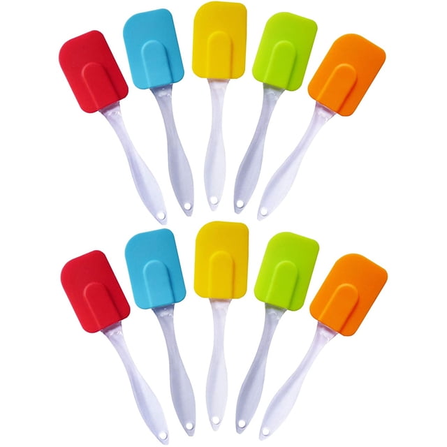 10 Pcs Silicone Scraper Baking Scraper Cream Butter Handled Cake Spatula Cooking Cake Brushes Pastry Tool Food-grade Silicone Spatula Kitchen Utensil Cream Blade Brush