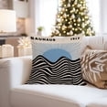 thumbnail image 4 of Ethan Taylor Abstract Throw Pillow Soft Cushion Cover 'Blue Bauhaus Waves & Sun Patterns Waves' Bohemian Pattern Decorative Square Accent Pillow Case, 18x18 Inches, Blue, Black, 4 of 5