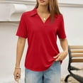 thumbnail image 6 of Trendy V Neck Polo Shirts Women'S Short Sleeve Summer Business Casual Collared Tees,Red S, 6 of 6