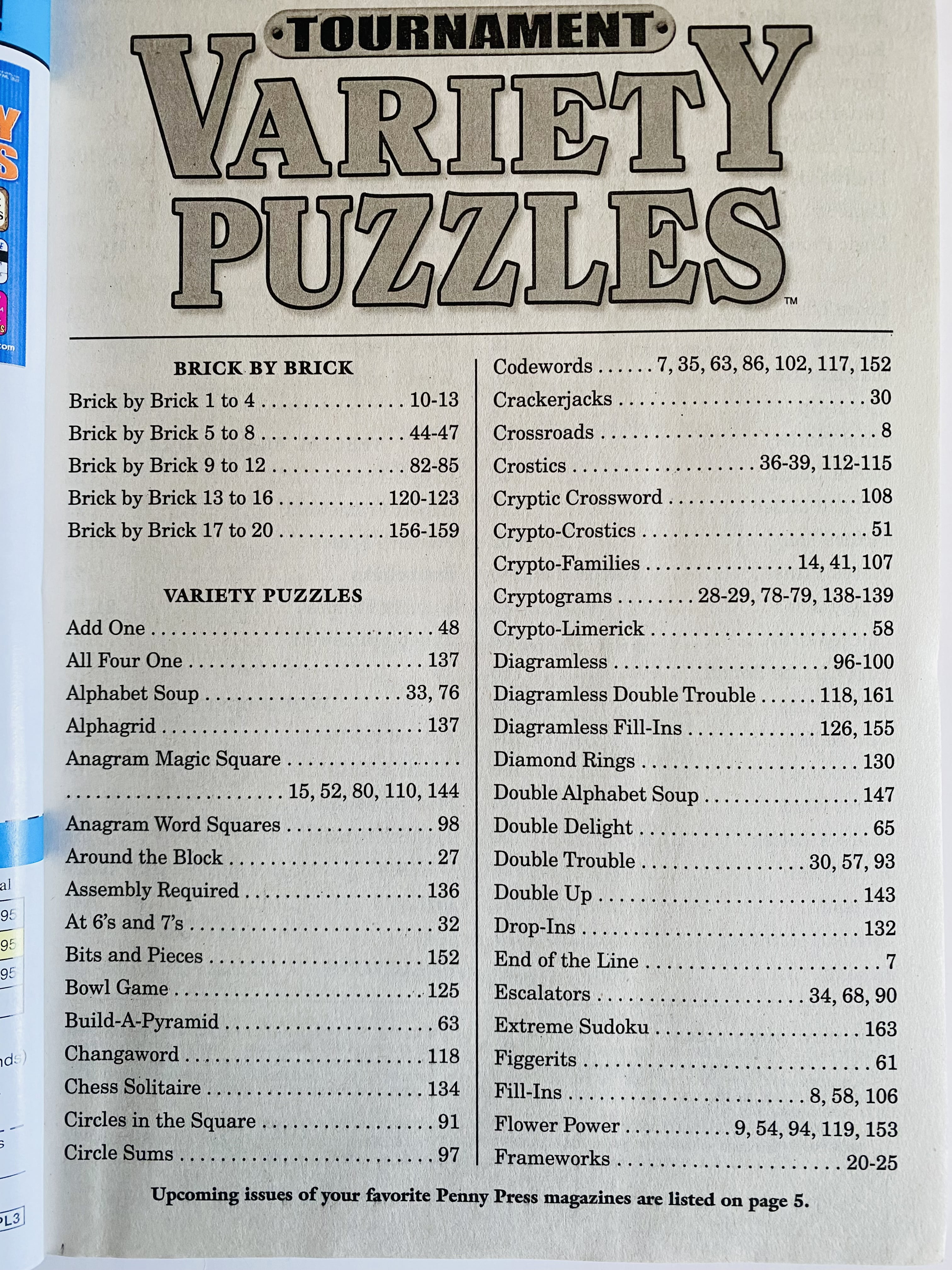 Lot of 4 Penny Press Tournament Variety Puzzles Winter 2022, Spring and Summer 2023, Autumn 2024