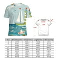 thumbnail image 2 of Lighthouse Sailboat Ocean Scene Women's Short Sleeve T-Shirt Crew Neck Casual Summer Trendy Loose Fit Tops, 2 of 7