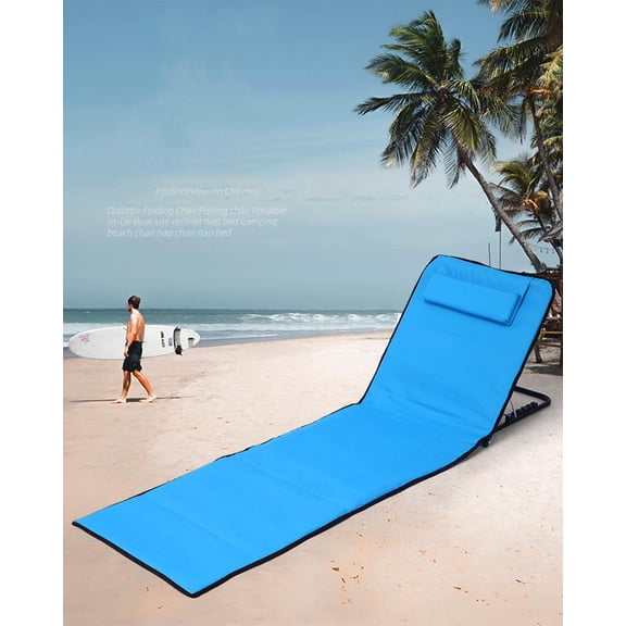 5 Position Beach Chairs for Adults,Adjustable Lawn Chair,Folding Lounge Chairs for Sunbathing,  Chaise Lounge Lightweight Backpack Camping Chairs Blue