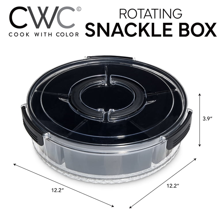 COOK WITH COLOR Black 6-Compartment Snack Box, Plastic Round