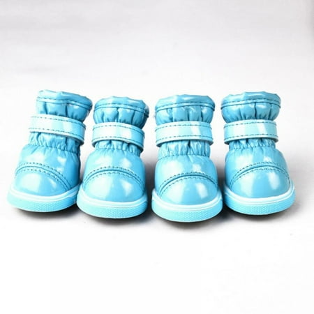 4 Pcs/Sets Puppy Winter Snow Boots Casual Dog Shoes Pet Slip-resistant Waterproof Shoes Light Blue S