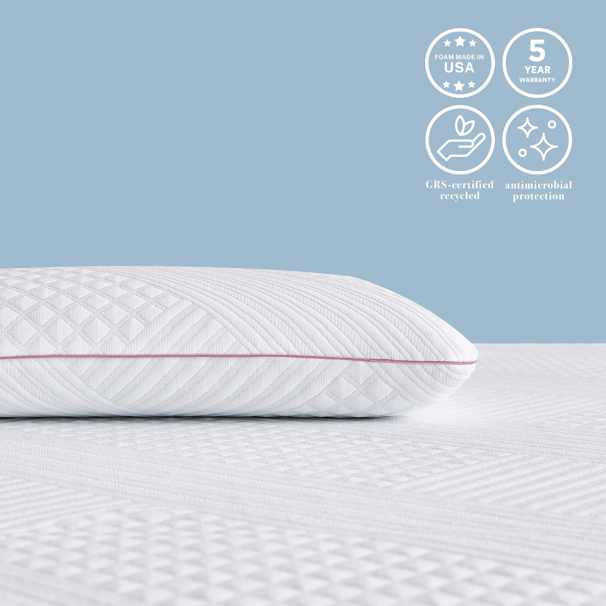 nue by Novaform Gel Memory Foam Pillow, King Size, Cool Comfort, White