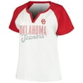 thumbnail image 2 of Women's Profile White/Crimson Oklahoma Sooners Plus Size Best Squad Shimmer Raglan Notch Neck T-Shirt, 2 of 3
