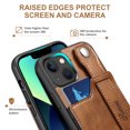 thumbnail image 2 of Feishell for iPhone 14 Plus Wallet Case with Card Credit Slot, Hand Wrist Strap Loop Holder Kickstand, Ring Holder PU Leather Camera Protection Shockproof Solid Color Cover, Brown, 2 of 9