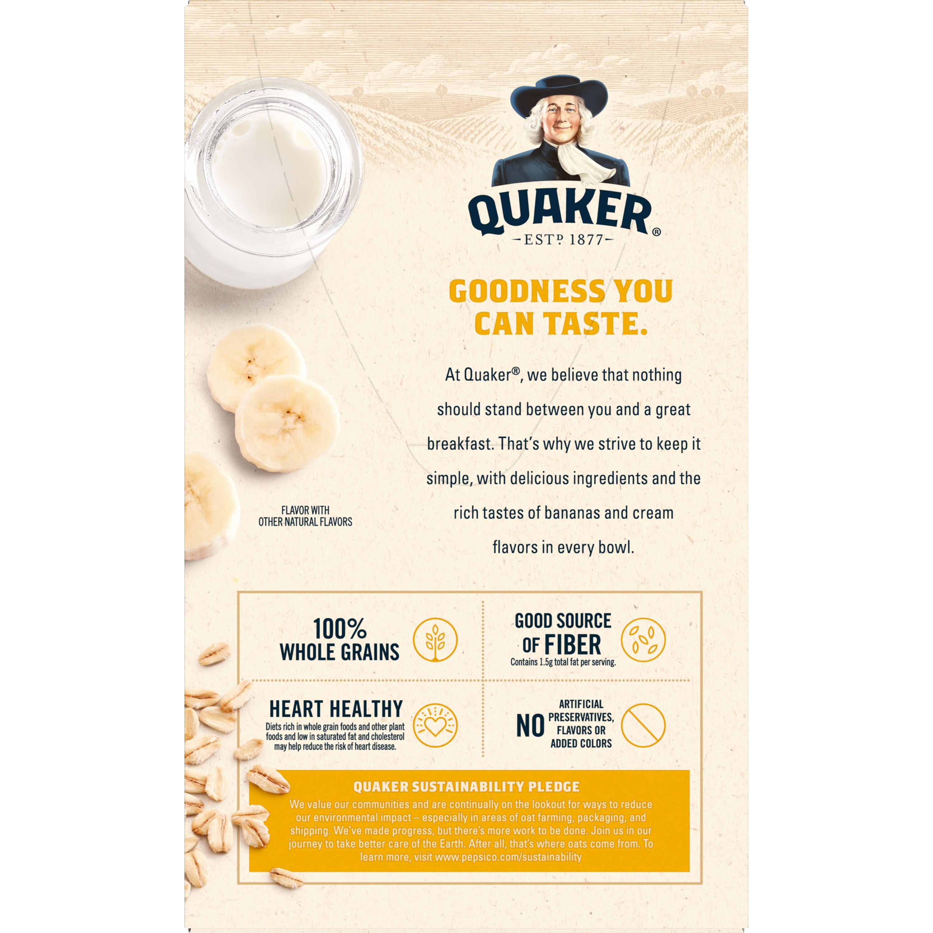 Quaker Instant Oatmeal Bananas & Cream 1.05 Oz 8 Count