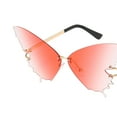 thumbnail image 7 of Gradient Butterfly Lens Rimless Sunglasses Designer Summer Shades Tinted Eyewear Gradient Pink, 7 of 7