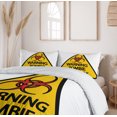 thumbnail image 6 of Ambesonne Zombie Duvet Cover Sets, Warning Outbreak, 2-King, Earth Yellow Red Black, 6 of 7