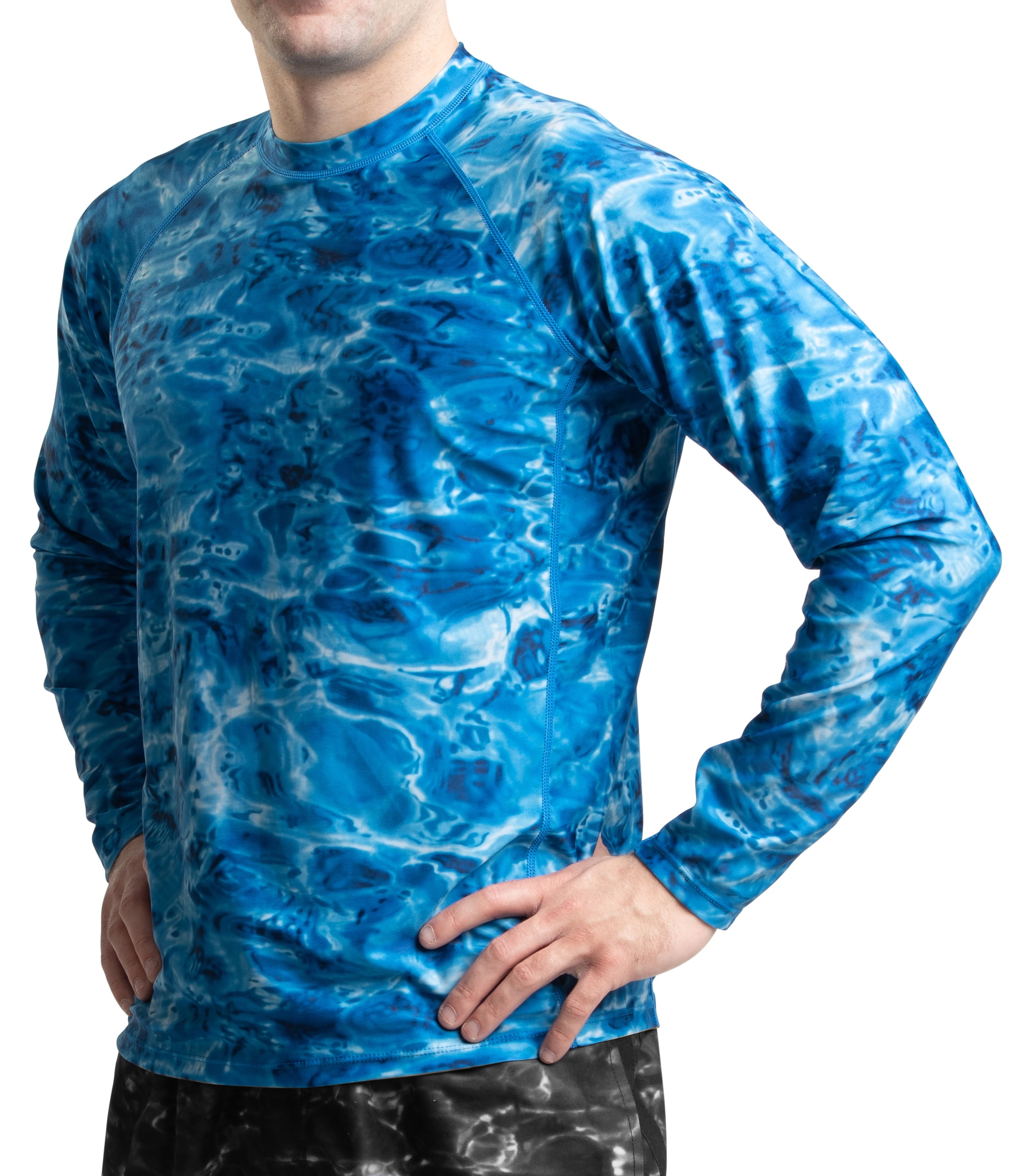 Black/Navy Blue UV SKINZ UPF 50+ UPF 50 2XL Mens Long Sleeve Active Sun & Swim Shirt