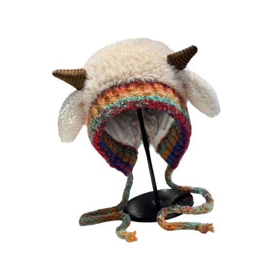 PatungKu Trendy Knitted Winter Hat With Horn Stretchy For Adults And Children