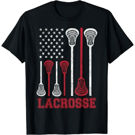 Lacrosse American Flag Lax Shirt Men Women Boys Girls Gifts T-Shirt