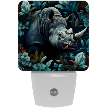 

Rhinoceros LED Square Night Lights for a Bright and Stylish Ambiance - Ideal for Bedrooms and Hallways - Energy Efficient Plugin Lamps with Auto Sensor
