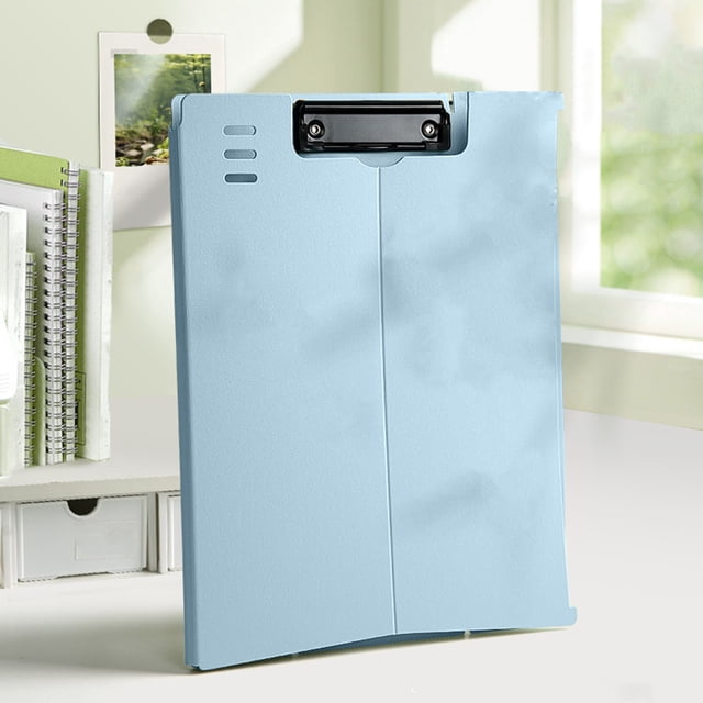 BAOPAI Folding Standing Clipboard Heavy Duty Plastic Low Clip Desktop Document Holder Organizer Portable File Storage