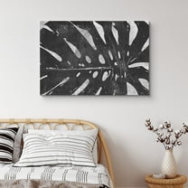 PixonSign Canvas Print Wall Art Monstera Leaf Close-Up Floral Wilderness Illustrations Minimalist Chic Relax/Calm Grey Dark Black and White for Living Room, Bedroom, Office - 16"x24"