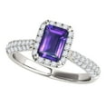 thumbnail image 1 of Rings for Women 3.46 Carat Diamond and Emerald Shaped Amethyst Ring pave 10K White Gold, 1 of 5