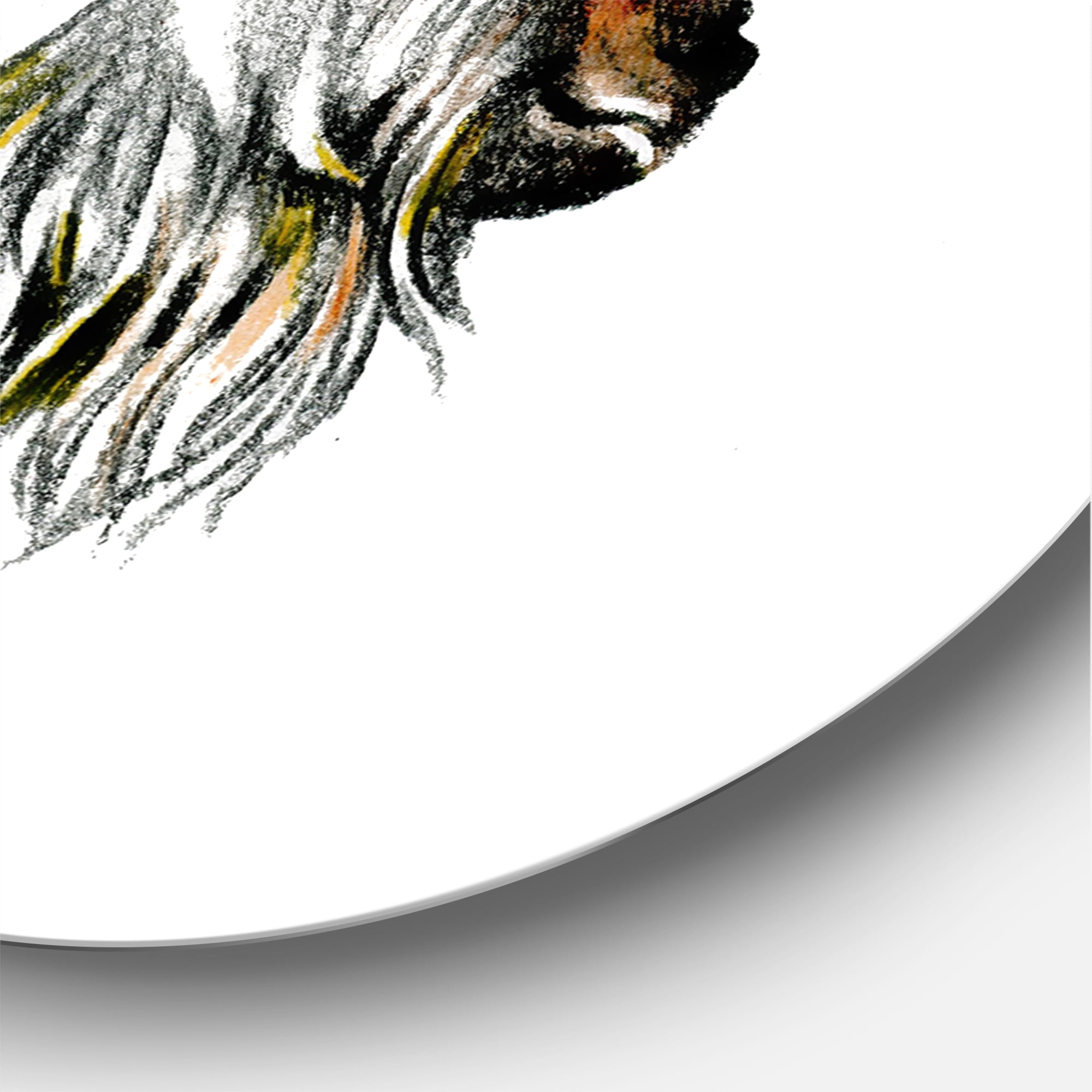 Designart 'Black and White Portrait Of Goat II' Farmhouse Circle Metal Wall Art 36x36 - Disc of 36