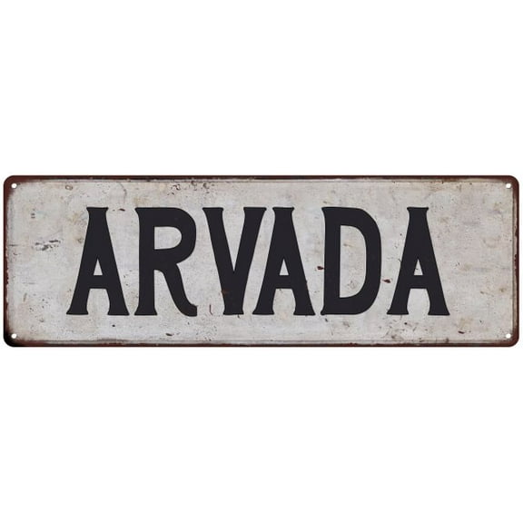 ARVADA Vintage Look Rustic Metal 6x18 Sign City State 206180041039