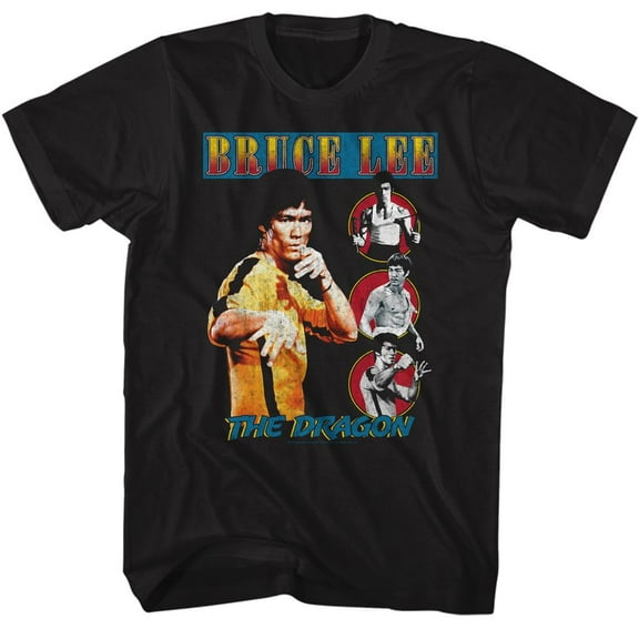 Bruce Lee Comic Cover Style Black Adult T-Shirt