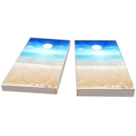 Skip's Garage Sunny Day at the Beach Solid Wood Cornhole Board Set