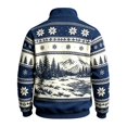 thumbnail image 4 of Fair Isle Sweatshirt for Men Long Sleeve Quarter Zip Stand Collar Pullover Trendy Fall Winter Casual Outdoor Streetwear Top Navy 3XL, 4 of 4