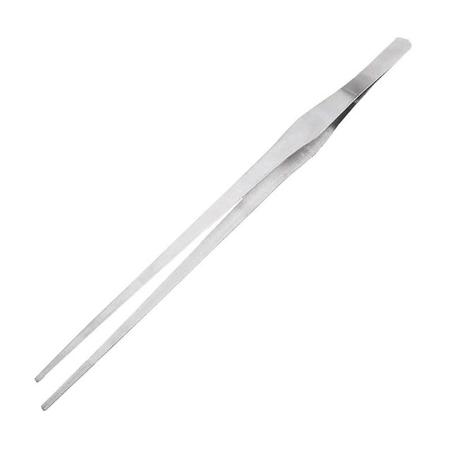 Pinzas de 15.0 in de acero inoxidable con punta recta dentada, mango largo, herramienta de pinzas de precisión para alimentación de reptiles, paisajismo acuático de acuario, cocina, reparaci