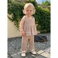 thumbnail image 4 of Loicainy Baby Toddler Girls 2 Piece Outfits 6 12 18 24 Months 2T 3T 4T 5T Plaid Sleeveless Round Neck Ruffled Tops and Pants Kids Clothes Set, 4 of 9