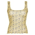 thumbnail image 5 of Floral Print Mesh See Through Camis Womens Square Neck Tank Top Sleeveless Lightweight Trendy Y2K Lace Sheer Slim Fit Sexy Going Out Blouse, 5 of 8