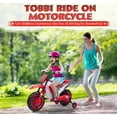 thumbnail image 3 of TOBBI 12V Red Ride On Motorcycle Dirt Bikes for Kids with Training Wheels, Spring Suspension, 3 of 14