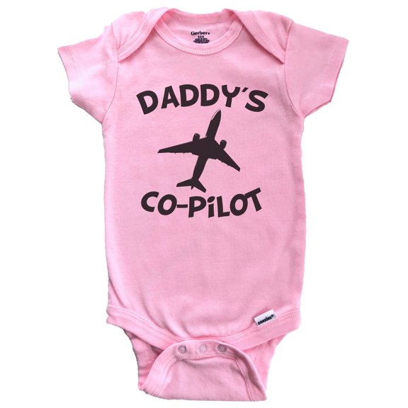 Daddy's Co-Pilot Cute Airplane Baby Bodysuit (Pink), 0-3 Months