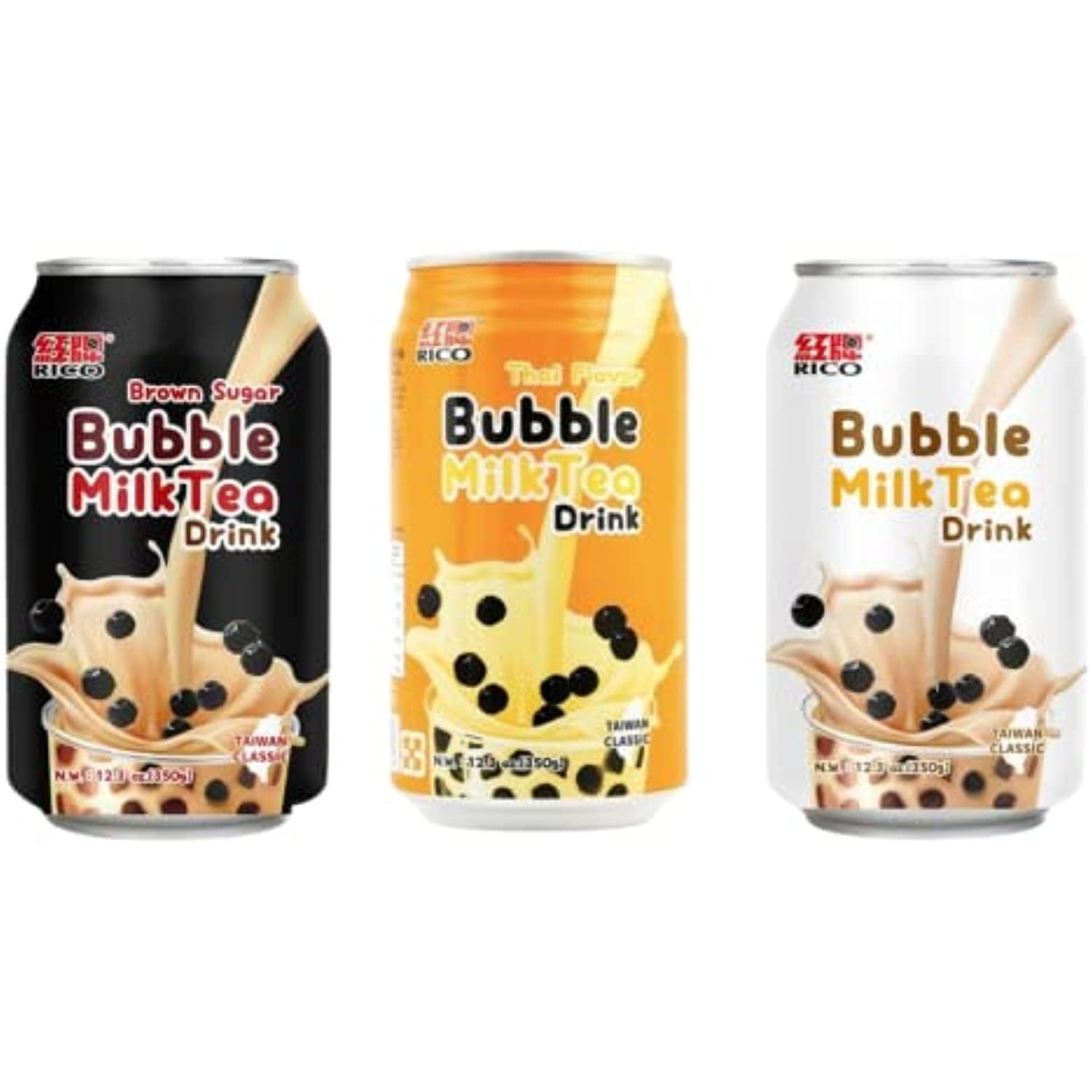 Boba Milk Tea Bubble Tea Variety Packs 3 Flavors, Black Sugar, Original