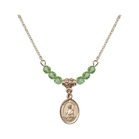 Hamilton Collection Collector Plate 18-Inch Hamilton Gold Plated Necklace with 4mm Green August Birth Month Stone Beads and Saint Lucy Charm ()