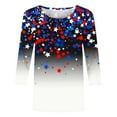 thumbnail image 4 of Meichang Womens 3/4 Sleeve T Shirts Independence Day Tops July 4th Red White and Blue Graphic T Shirts American Flag Shirts Holiday Crew Neck T-Shirts, 4 of 5