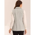 thumbnail image 4 of Chaqueta sin mangas con solapa de tweed a cuadros para mujer con bolsillos Blanco XL, 4 of 6