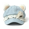 thumbnail image 2 of LUVDA Bear Ear Beret Style Newsboy Cap for Women with Lace Border and Cute Embroidery, 2 of 8