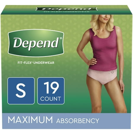 Depend FIT-FLEX Incontinence Underwear for Women, Maximum Absorbency, S, Blush, 19 (Best Underwear To Wear Under Leggings)