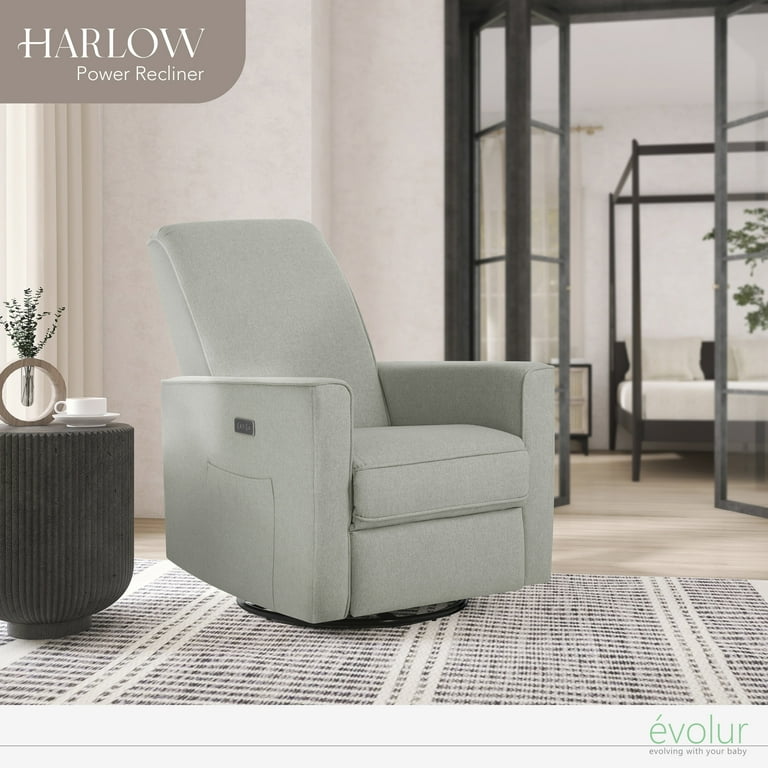Evolur Harlow Deluxe Upholstered Plush Seating Glider Swivel