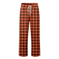 thumbnail image 5 of Men Pajama Pants Plaid Stretch Comfy Lounge Pants Drawstring Waist Sleep Bottoms with Pockets Halloween Christmas Loose Fit Pj Bottoms (1-Orange, XX-Large), 5 of 6