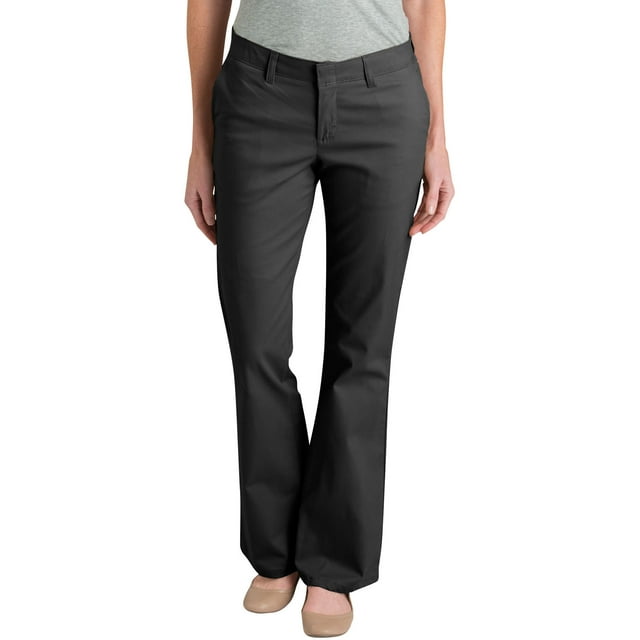 Dickies Pantalon en Sergé Extensible Coupe Ajustée Bootcut pour Femmes, 14 Régulier, Noir
