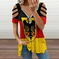 thumbnail image 2 of Amazing Vector of German Flag Womens Summer V Neck Zipper Top Short Sleeve T Shirt Off Shoulder Top Casual Classy Loose Shirts, 2 of 7