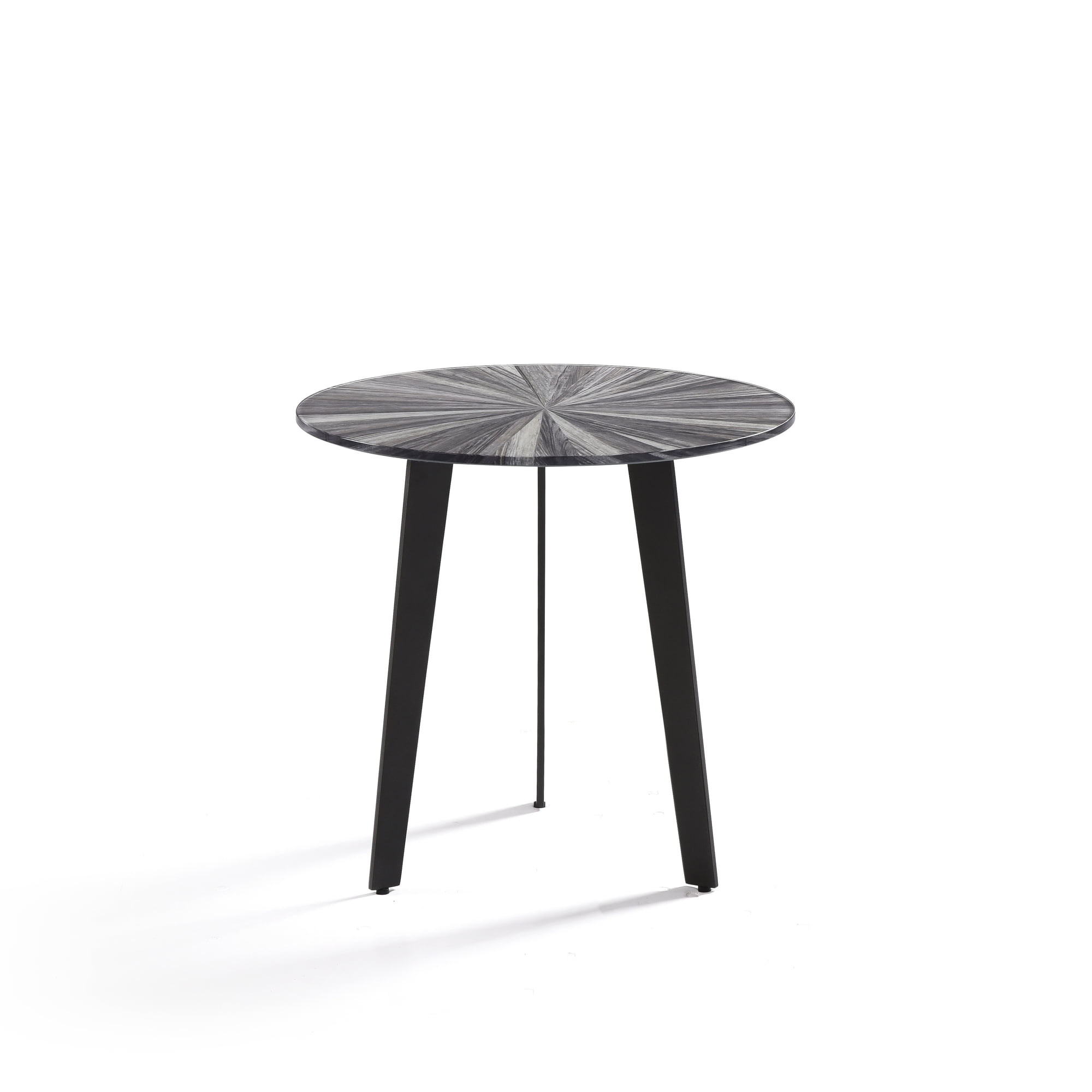 Nina Mid-Century Round Gray Coffee Table Set with Tempered Glass Top - Set of 2